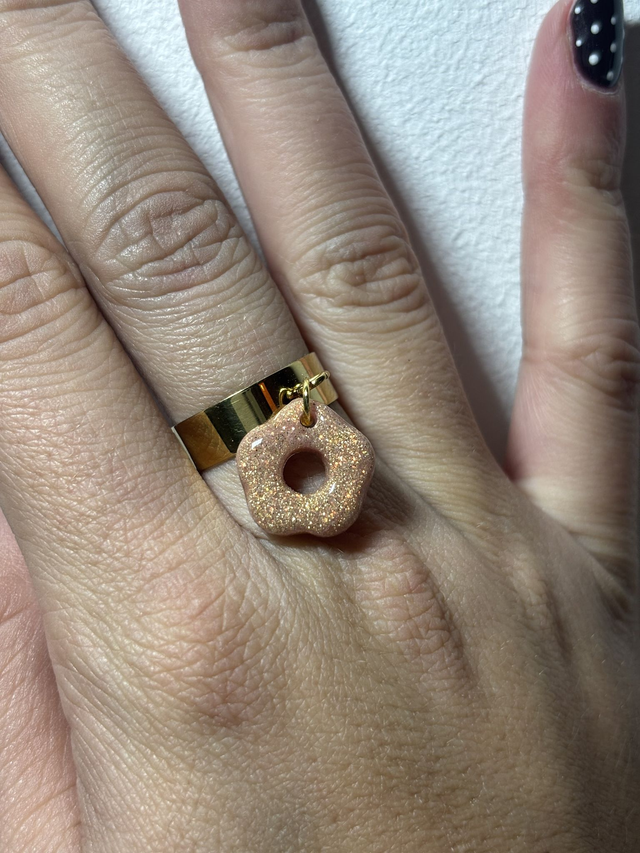 Doré 6mm Pampille Vieux Rose Pailleté