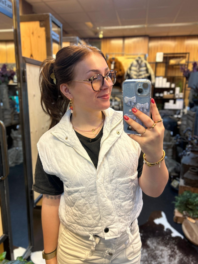 Bodywarmer met ruit wit