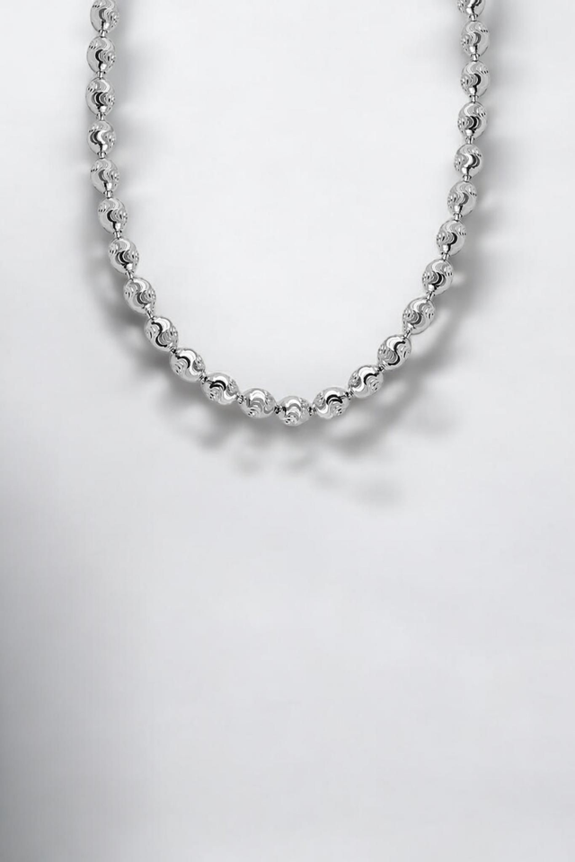 Italian Made Diamond Cut Chicco Necklace in Platinum Vermeil.