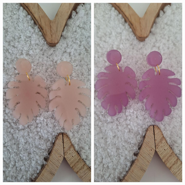 Boucles oreilles feuilles thermochromique violettes