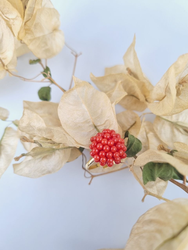 Anello Lampone Tessiti in Corallo