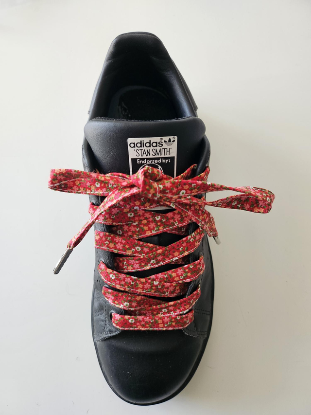 Lacets en tissu fait main - liberty rouge