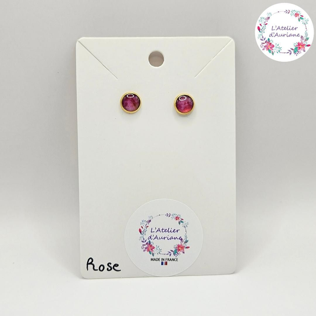 Puces d'oreilles "Pétale de rose" dorées