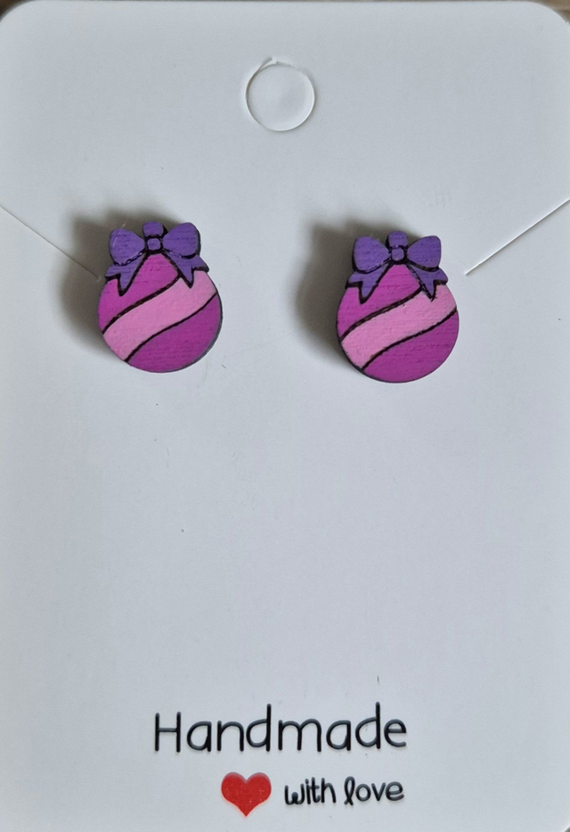 Bauble Wooden Stud Earrings   