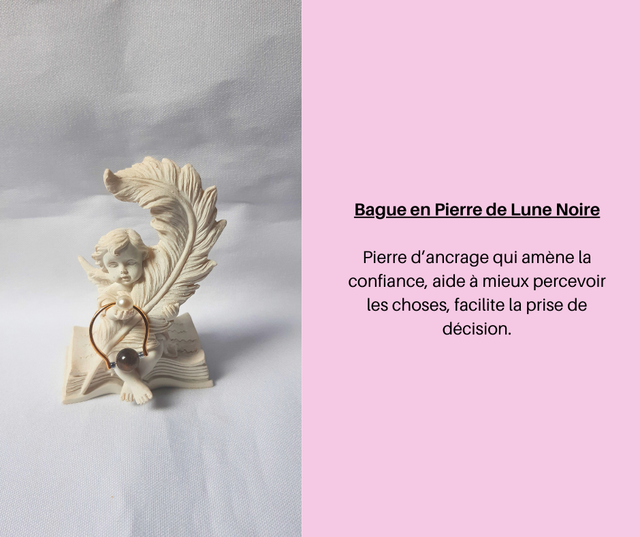 16- Bague en Pierre de Lune Noire