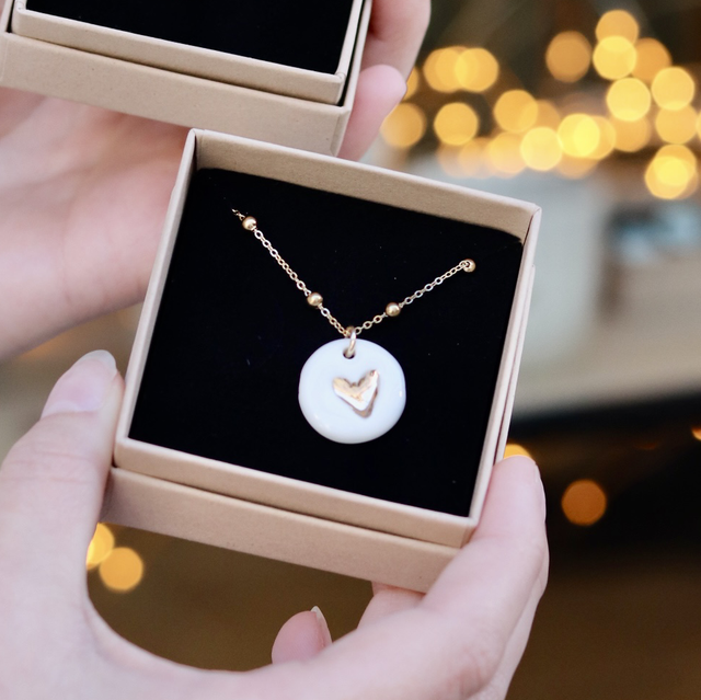 Collier coeur OR en porcelaine  