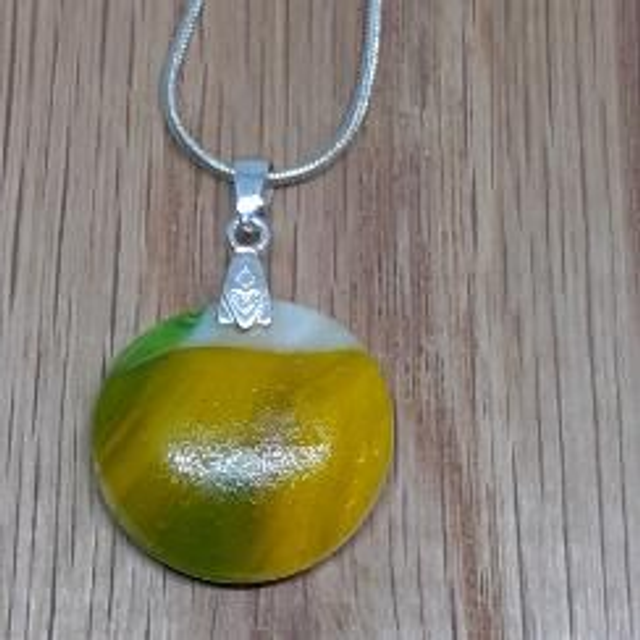 Yellow, green and white pendant 
