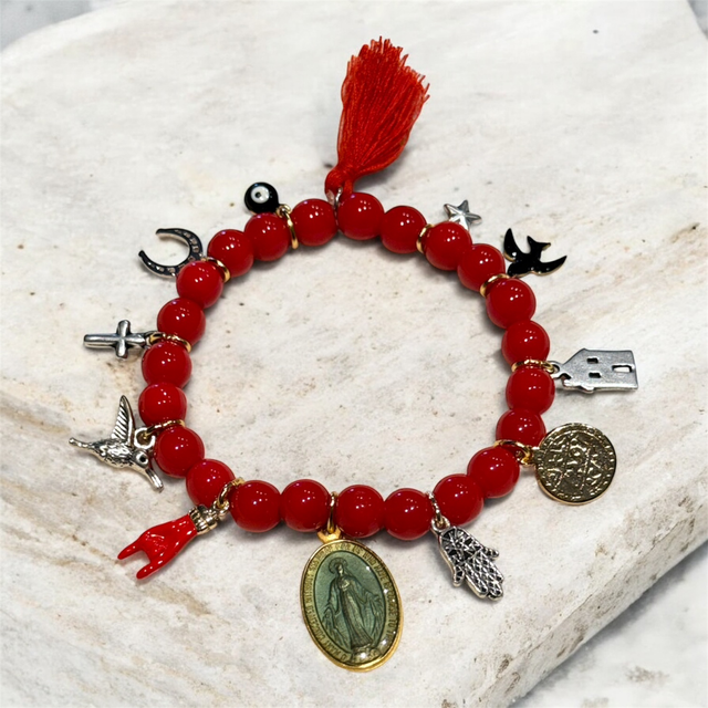 Bracciale multicharms rosso 26NG-6