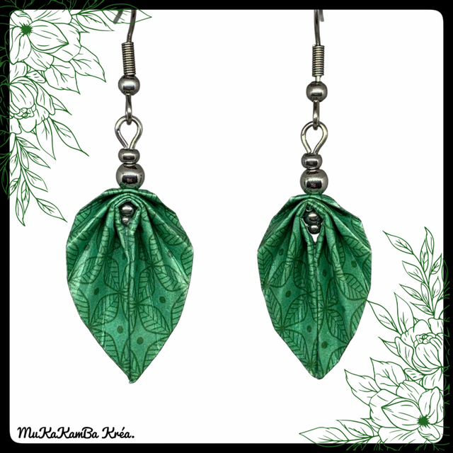 Boucles d’oreilles feuilles en origami