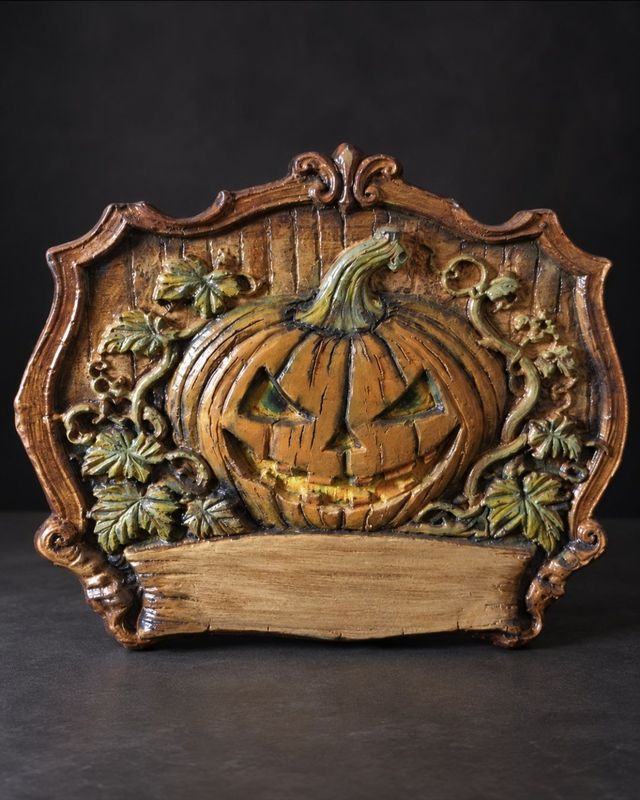 Enseigne Halloween citrouille en bois