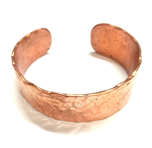 Bracelet manchette cuivre martelé large