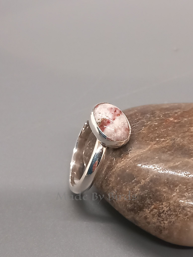 Diagonally Set Fancy Jasper Sterling Silver Ring  