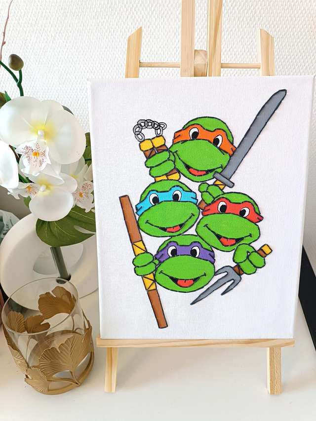 Toile brodée Tortue N