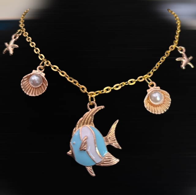 🐚✨ Collier “Trésor d’Écume – Le Poisson Bleu” ✨🐠