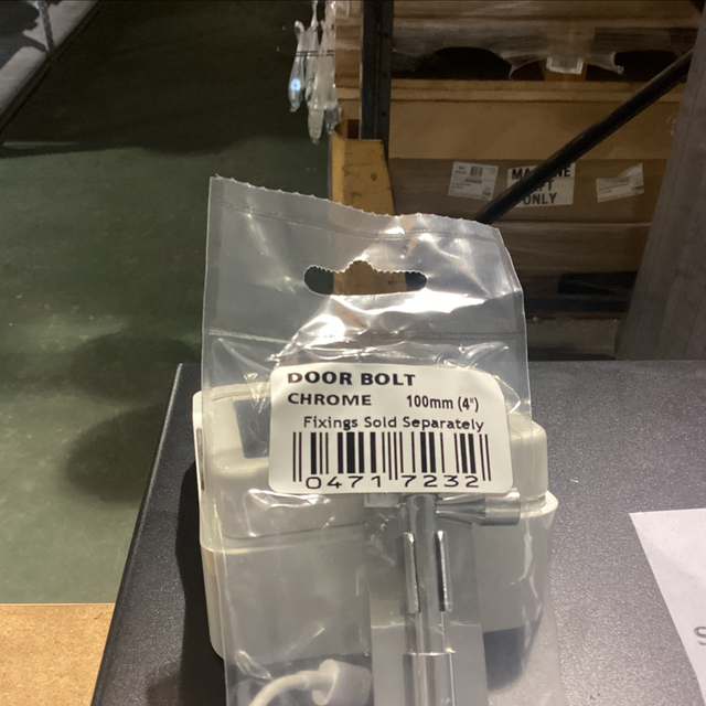 Chrome door bolt 100mm 0471723