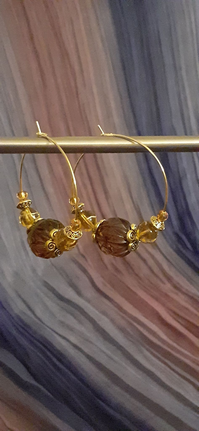 Krees Boucles d'oreilles créoles ambre