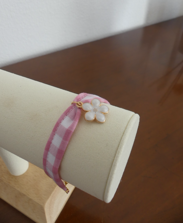 Bracelet vichy fleuri