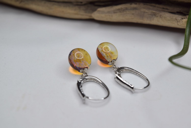 DORMEUSES VOIE LACTÉE AMBRE MONTURE ARGENT (DVL15)