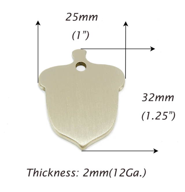 Acorn Shaped Brass Pet ID tag