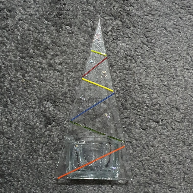 Large Zigzag bauble design Xmas tree tealight holder