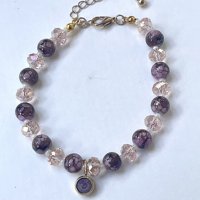 B101 -Bracelet perles en verre et strass