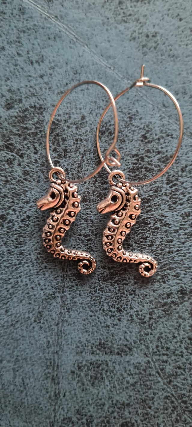 New Small Silver Seahorse Earrings Lever Backs