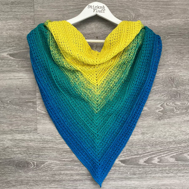 &#039;Tropical Beach&#039; - Crochet Shawl/Wrap/Scarf -100% cotton