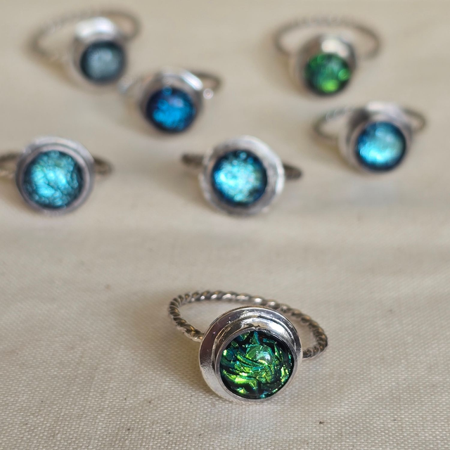 Sterling Silver Dichroic Glass Ring