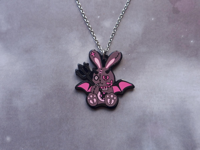 Devil Bunny Acrylic Necklace 