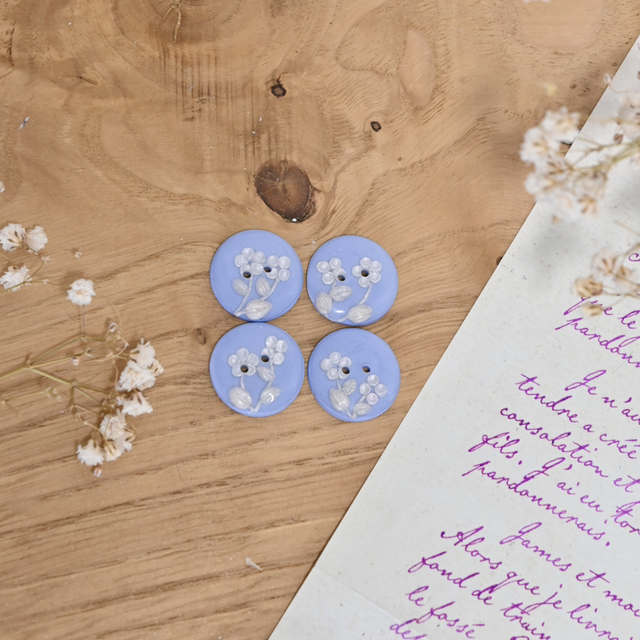 Boutons fleuris - bleu ciel 