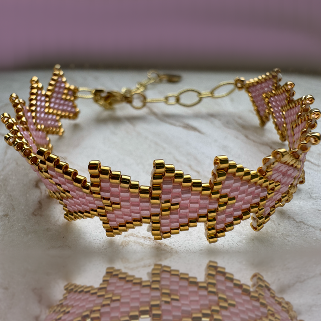 Pink Arrows with 24k Golden Plated Miyuki Delica