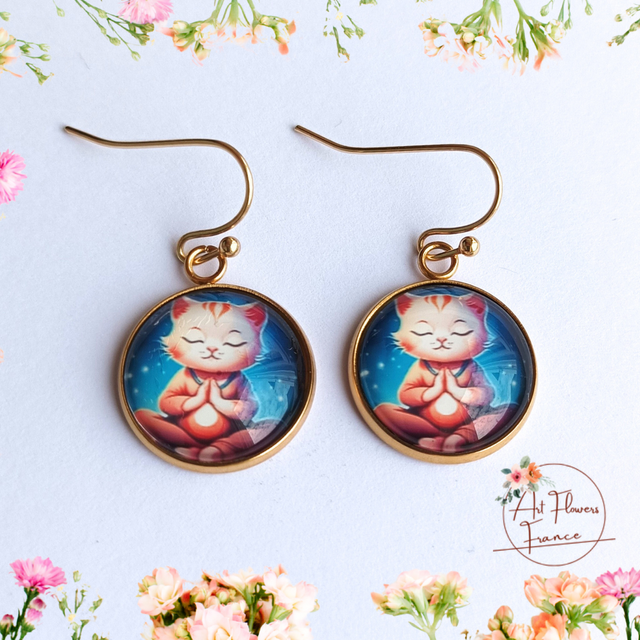 Bijoux illustrés Chaton méditant