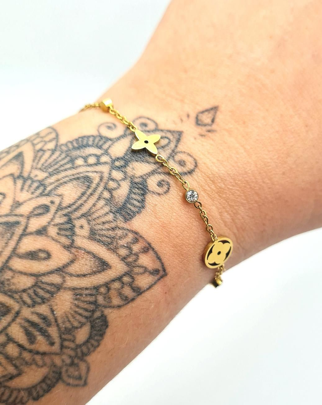 Bracelet "Garden" en acier inoxydable or avec petits strass