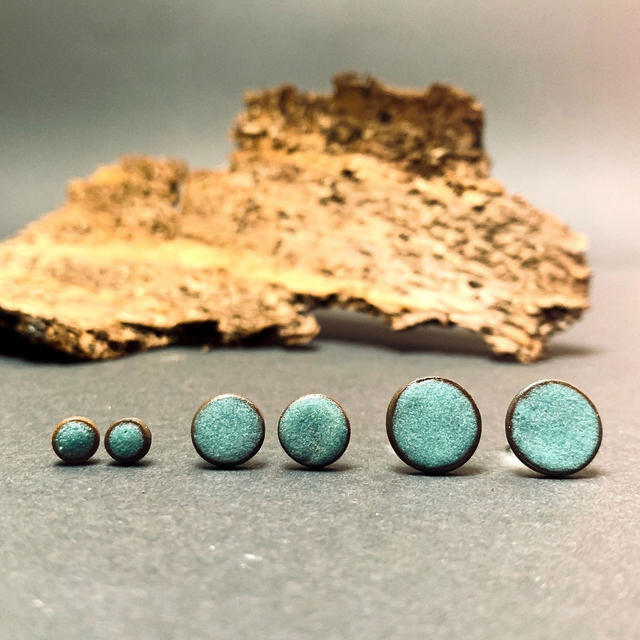 Turquoise Minimalist Porcelain Jewelry | Ceramic Ear Studs, Turquoise, Black Porcelain, handcrafted, 925 Sterling Silver/silver-plated