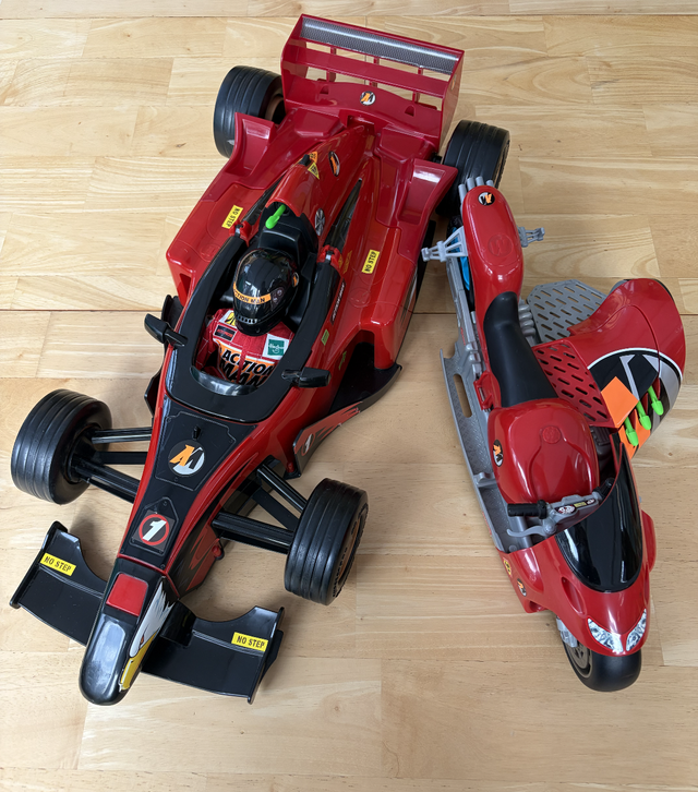 Vintage Action Man Grand Prix Racing Car, Motorcycle &amp; Figure Bundle (2000)