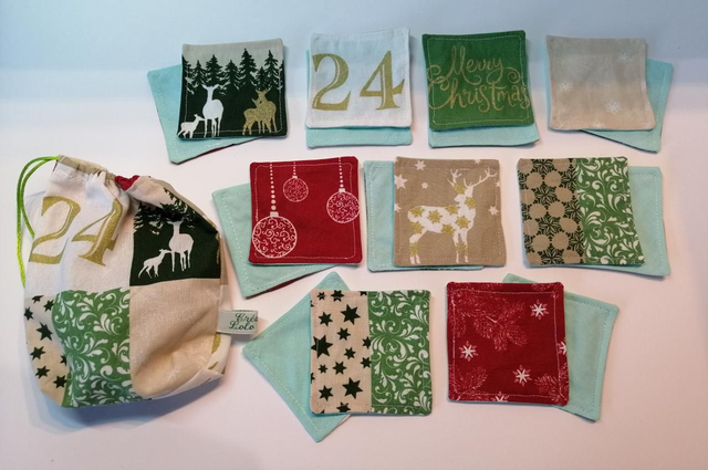 Memory Noël - Jeu en tissu 9 paires (pochon Noël) 