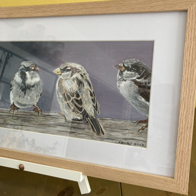 Sparrows Original Acrylic Painting