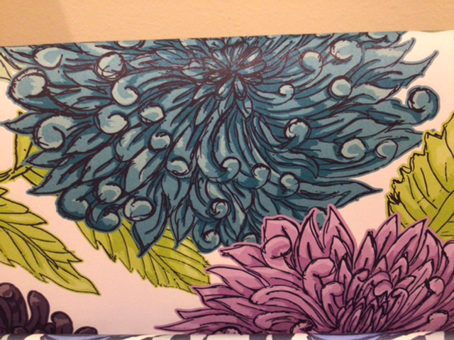 Gift Wrap Rewrapped Large Purple and Blue Flowers