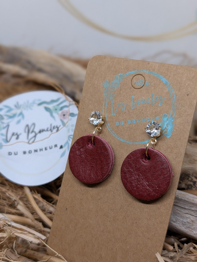 Boucles d&#039;oreilles Anti Gaspi Mini Moon bordeaux doré mimo002