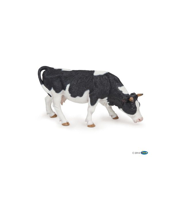 Papo 51150 vache noir et blanche broutant