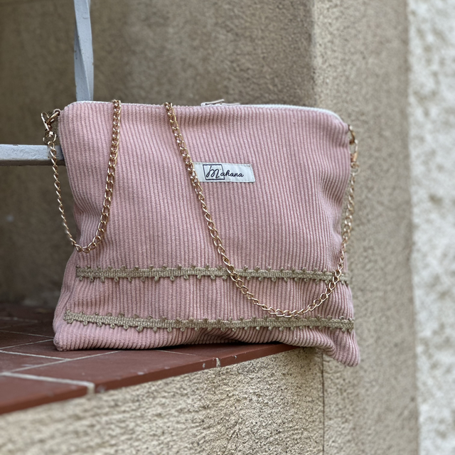 Sac carré en velours rose