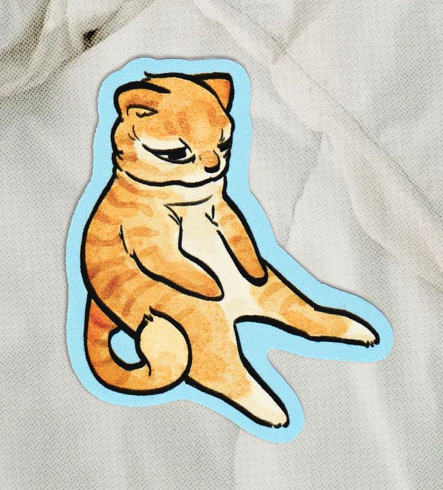 Tired cat vinyl sticker