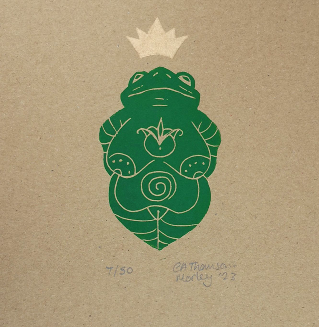 Frog Goddess - Limited Edition Lino Print (Edition of 50) A4 Size