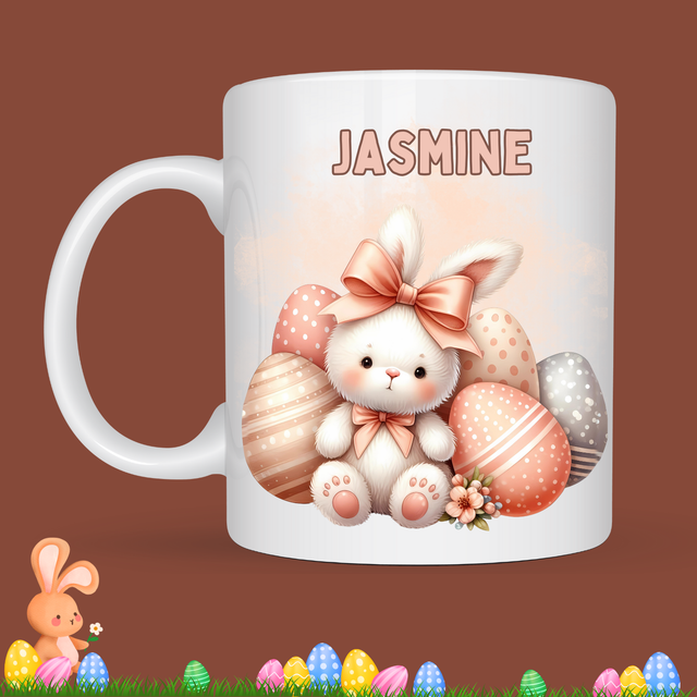 Mug de Pâques "Lapin mignon", prénom au choix  