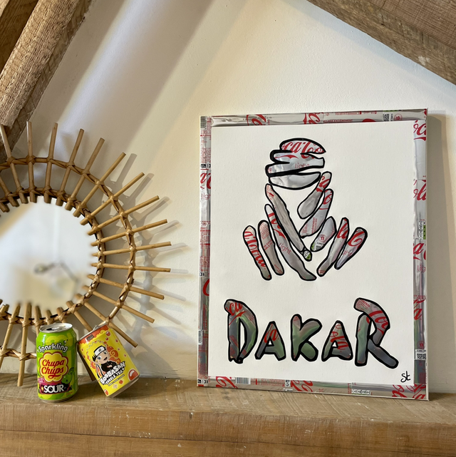  ⸻  ❤️ Tableau Dakar – 40x50 cm – Réalisé avec des canettes recyclées 