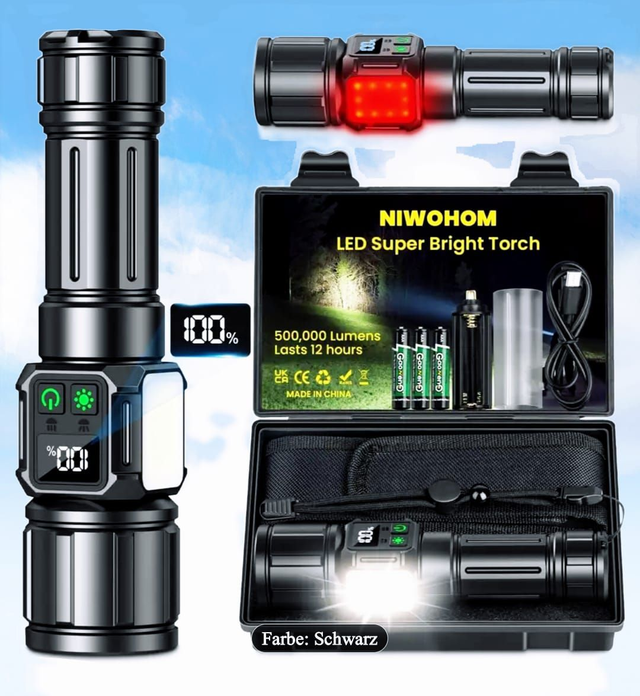 Taktische Taschenpampe-Powerbank, Seiten LED