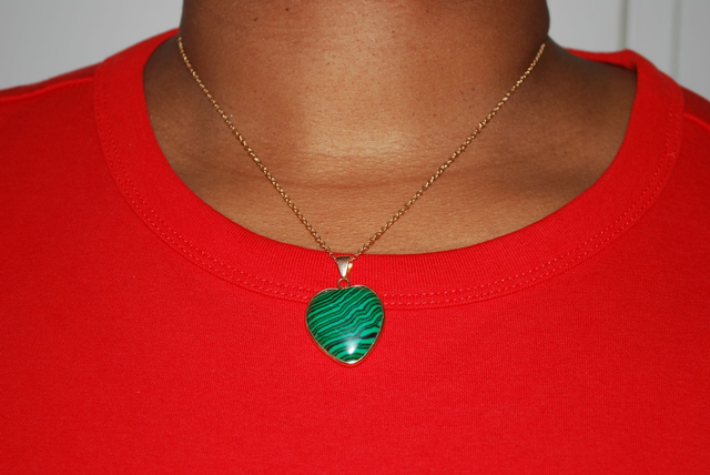 Collier pendentif cœur en malachite