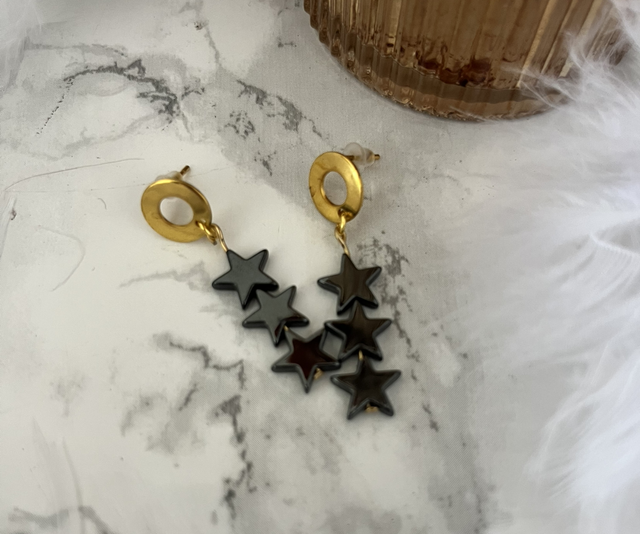 Boucles d’oreilles hématite dorée 3