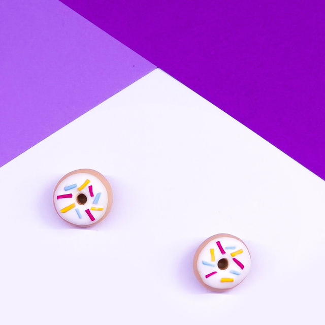 Rainbow Sprinkle Doughnut Studs