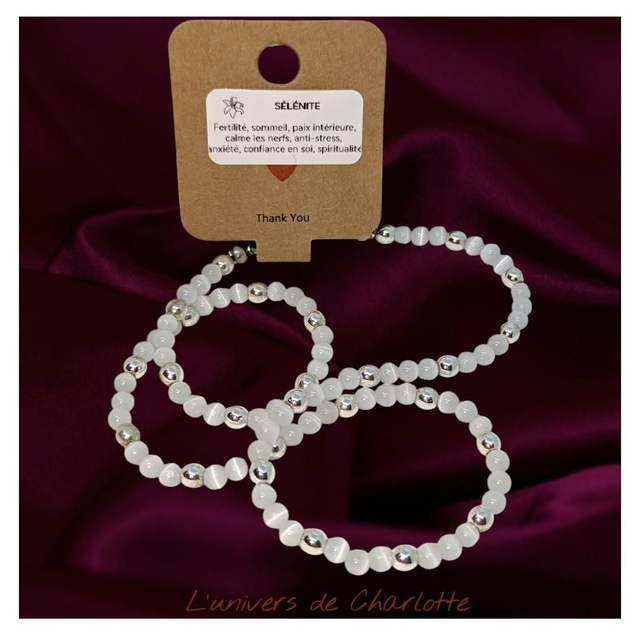 Collier &quot;Sélénite&quot; 20 cm C-010